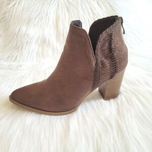 Maurices Women Belle Ankle Boots Sz 7.5 Brown Western Festival Zip Bootie 14776